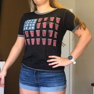 American flag beer pong shirt size large